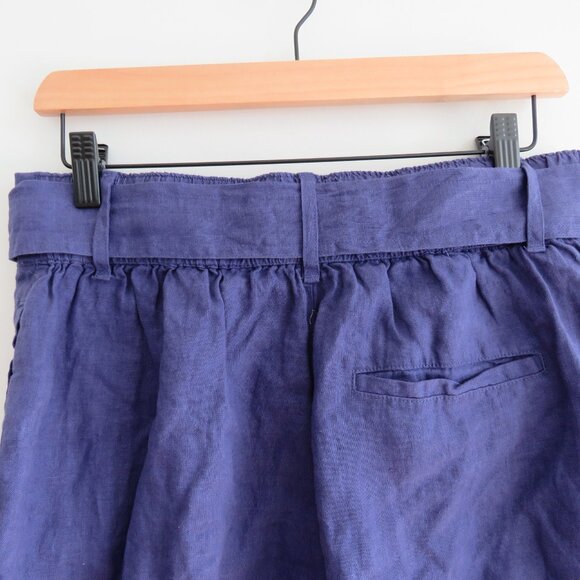 JOIE 100% Linen Belted Pleated Pocket Shorts in Purple Preppy - Size M - Picture 10 of 13